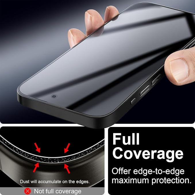 TECHO Privacy Screen Protector for iPhone 15 Pro Max Tempered Glass Film Full Coverage Edge to Edge Anti Spy Private 9H Hardness 2 Pack 6.7 Inch