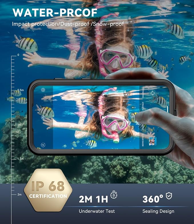 for Samsung Galaxy A16 5G Case IP68 Waterproof Built-in Screen Protector [Full Body Shockproof] Dustproof Underwater Protective Phone Case for Samsung A16 5G (Black)