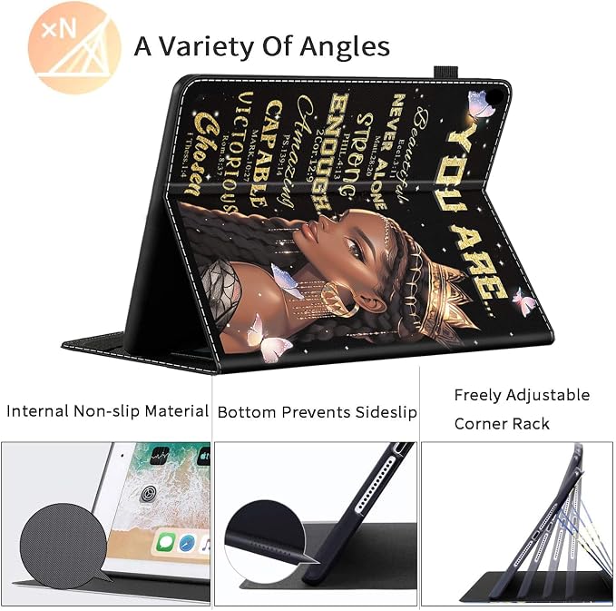 Case Fits All-New Amazon Kindle Fire HD 10 &amp 10 Plus Tablet (13th/11th Generation 2023/2021 Release) 10.1 Durable Shockproof Protective Cover with Auto Wake/Sleep，Black Woman Queen Afro Design