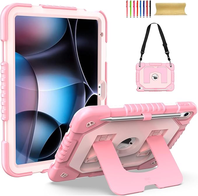 Dteck for Apple iPad 11 inch (A16 11th Gen) iPad 10.9 inch (10th Gen) Slim Clear Case with Kickstand Pencil Holder Reinforced Shockproof Corners Soft TPU Lightweight Protective Cover Transparent