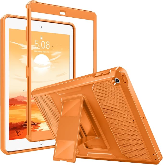 MoKo Shockproof Case Fit 2018/2017 iPad 9.7 6th/5th Generation Black | Heavy Duty Shockproof Full Body Rugged Hybrid Cover with Built-in Screen Protector for Apple iPad 9.7 Inch 2018/2017