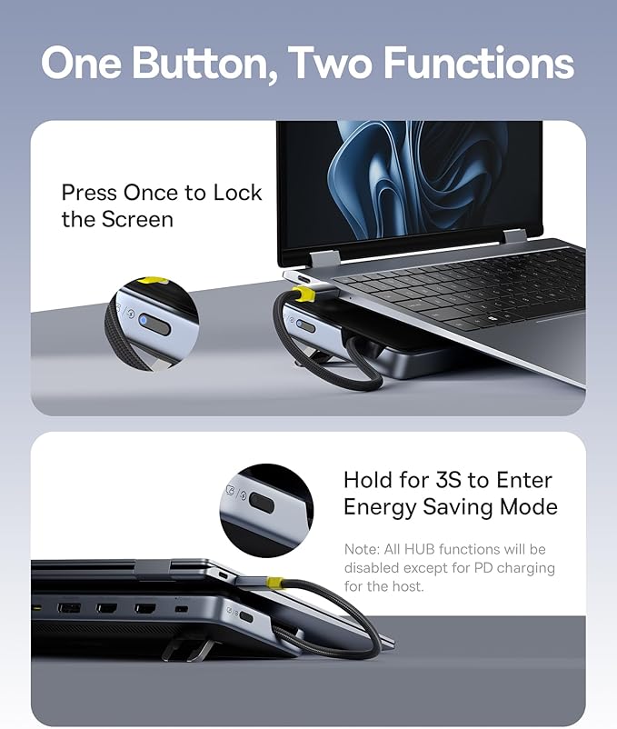 Baseus Laptop Docking Station Stand, 12 in 1 Triple 4K Display HDMI/DP, 10Gbps USB A/C Fast Data, PD 100W, Ethernet, TF/SD, USB C Docking Station with Stand for Windows/Dell/HP/Lenovo/Asus/Acer/Mac