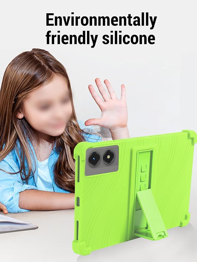 for TABWEE T50 (11 Inch) Android 16 Tablet Protective case ZBAGUG Shockproof Lightweight Silicone Protective Cover with Stand Child-Friendly Protection Easy to Clean Design Green.