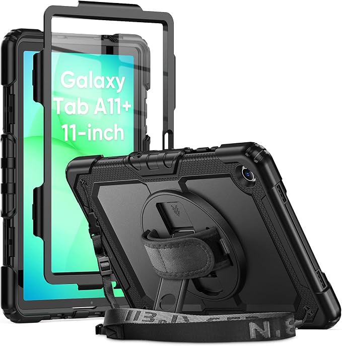 Case Compatible with Galaxy Tab A11 Plus 2026/ A9 Plus 2023 11-Inch Model SM-X230/SM-X236/SM-X238/SM-X210/SM-X216/SM-X218 with Screen Protector Pen Holder Stand Shoulder Strap Handle Grip