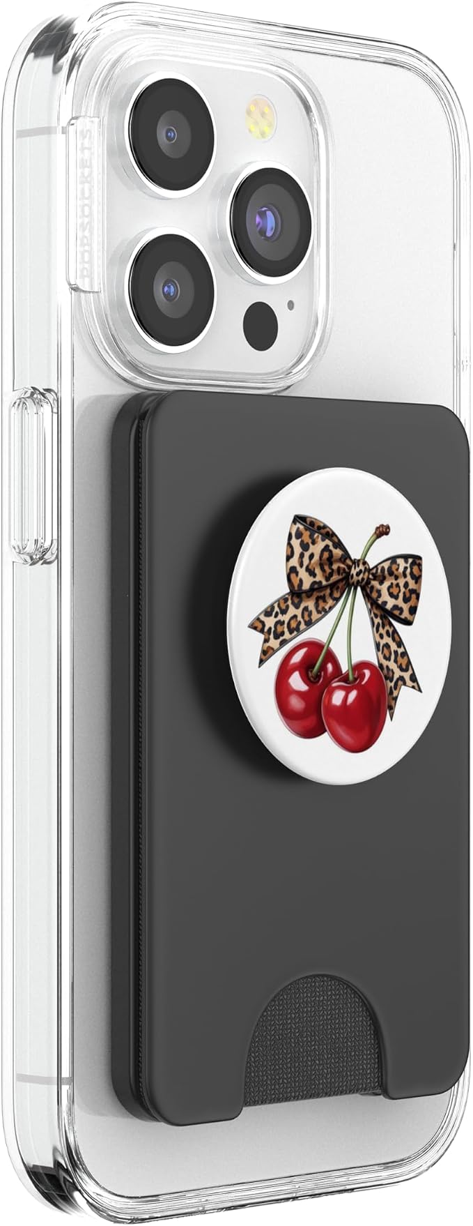 Cherry Leopard Bow Coquette PopSockets PopGrip for MagSafe