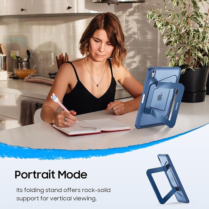 Fintie Shockproof Case for iPad (A16) 11th Gen 11-in iPad 10th Gen 10.9 | Slim Frosted Hard Back Cover Multi-Angle Viewing Built-in Kickstand &amp Pencil Holder Anti-Scratch Black