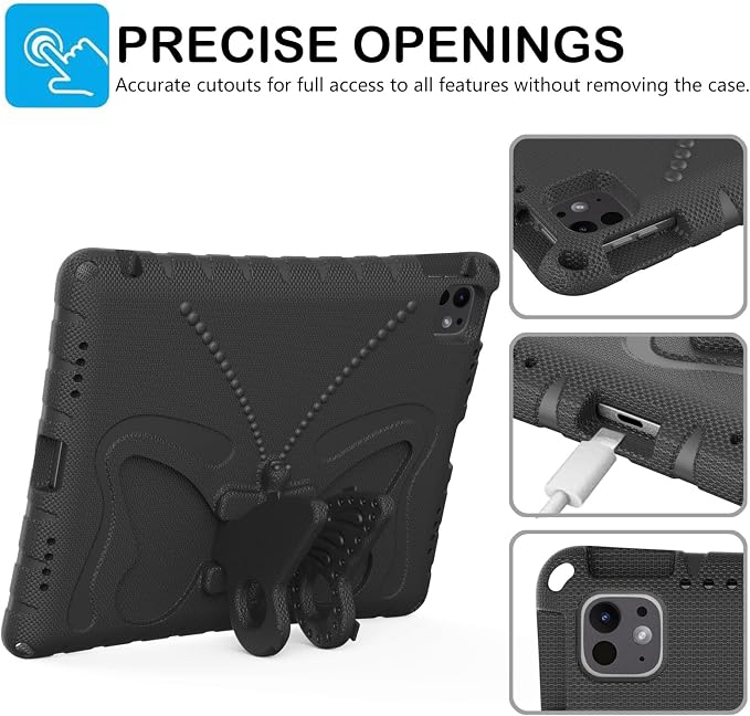 Kids Case for iPad Air 13 (2026/2025/2024) M4/M3/M2 &amp iPad Pro 13 2024 &amp iPad Pro 12.9 Cover 6th/5th/4th/3rd Gen (2022/2021/2020/2018) DIY Figures EVA Rubber Handle Stand Shockproof Bumper