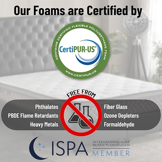 Ottomanson King 12” Eurotop Hybrid Mattress - Premium Quilted Cover - Made in USA - Medium-Firm Support - Individually Pocketed Coils & CertiPUR-US Foam - Fiberglass-Free - Bed in a Box