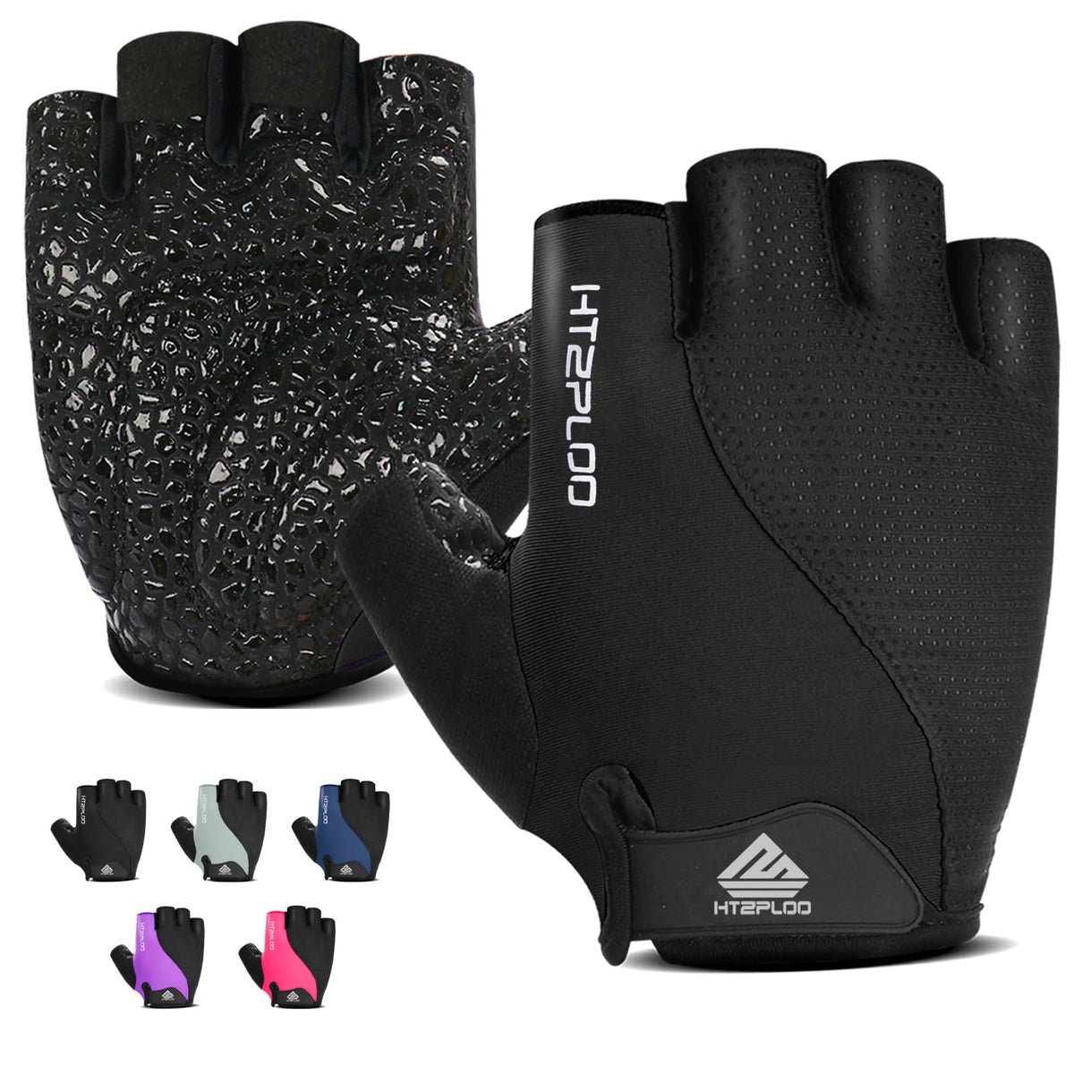HTZPLOO Workout Gloves for Men Women,Weight Lifting Gloves for Exercise, Gym Training, Fitness,Breathable and Excellent Grip (Black, Large)