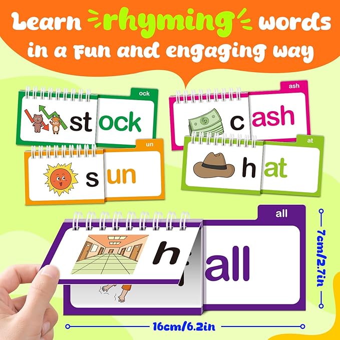 30 Read and Rhyme Flip Books,Word Family Build Book,Learn to Read Phonics Flash Cards,Sight Words Flash Cards Kindergarten Classroom Homeschool Learning Book,Phonics Flashcards,Reading Games