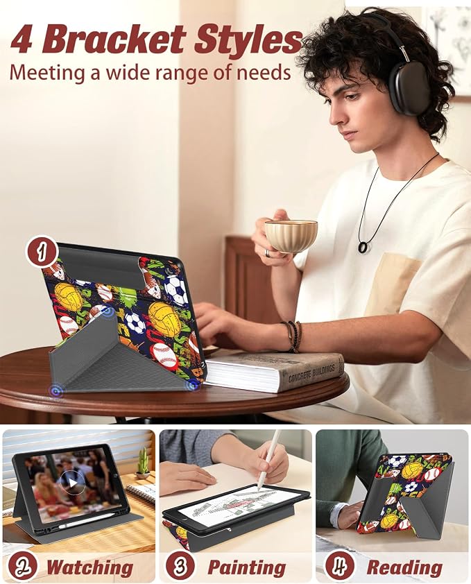 for iPad 9th/8th/7th Generation 10.2 Inch Case with Pen Holder for Boys Girls Women Men Cute Cartoon Anime Cool Funny Protector Stand Tablet Cover for Apple i Pad 7/8/9 Book Cat