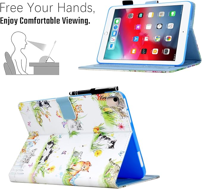 Case for iPad 9th/8th/7th Generation iPad 10.2 Case (2021/2020/2019 Model iPad 9/8/7 Case) PU Leather Folio Folding Stand Cover for iPad 10.2 inch Auto Wake/Sleep Hummingbird