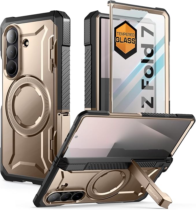 SUPCASE for Samsung Galaxy Z Fold 7 Case with Kickstand Azure | Compatible with MagSafe Tempered Glass Screen Protector Military-Grade Protection Hinge Coverage Unicorn Beetle Grip