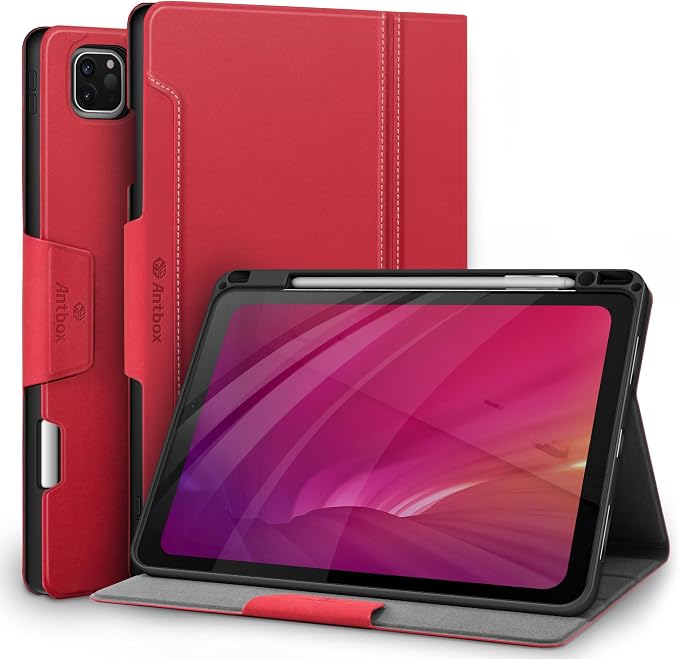 Antbox Case for iPad Pro 11 inch 4th/3rd/2nd/1st Generation Black | Vegan Leather with Pencil Holder Auto Sleep/Wake Function iPad Pro 11 Cover