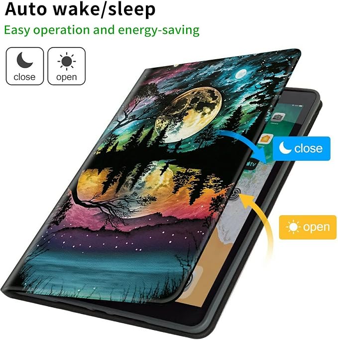 Case for Samsung Galaxy Tab A9 Plus 2023/A11 Plus 2025 11 inch Lightweight Protective PU Leather Smart Stand Cover with Auto Wake Sleep Tablet Case Cover - American Flag &amp Fish