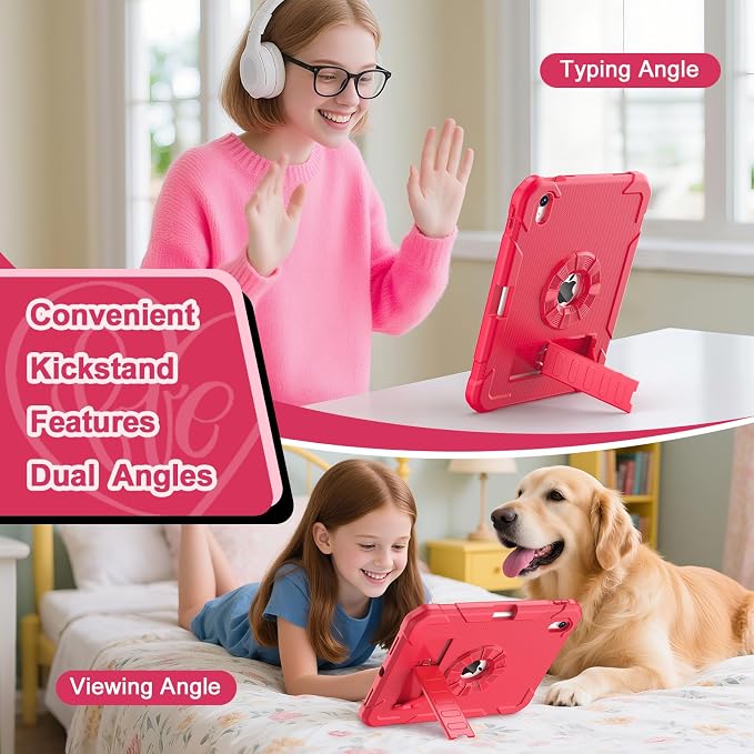 BLOSOMEET for iPad A16 Case 11th Generation 11 2025 &amp 10th Generation 10.9 Inch 2022 Heavy Duty Protective Rugged Cover with Built-in Pencil Holder &amp Kickstand for iPad 11/10th Gen Black