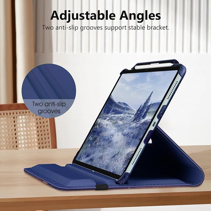 Fintie Rotating Case for iPad Air 13-inch M4/M3/M2 (2026/2025/2024) | 360° Swivel Stand Landscape &amp Portrait Viewing Shockproof Protective Cover Pencil Holder Auto Sleep/Wake Black
