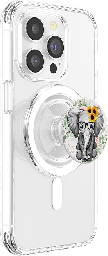Cute Elephant Sunflower PopSockets Adhesive PopGrip