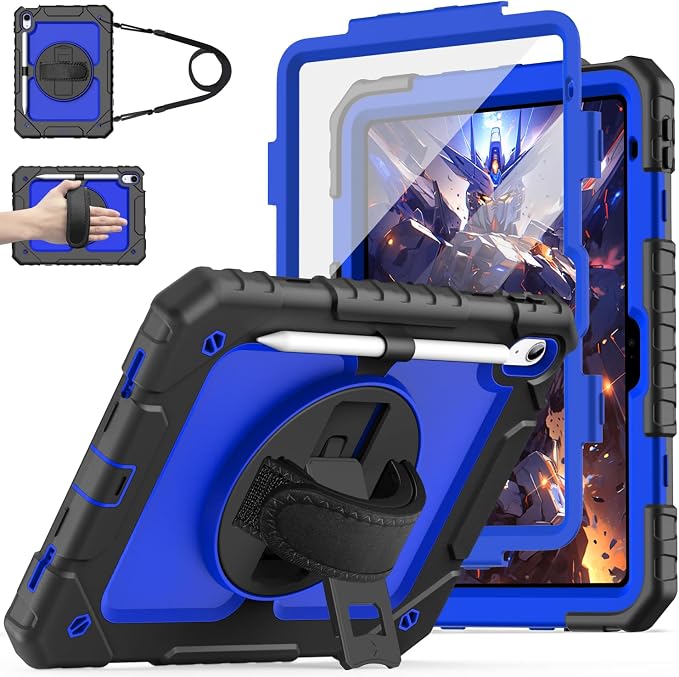 Cantis Case for iPad 9th/8th/7th Generation with Screen Protector iPad 10.2 Case 2021/2020/2019 with 360 Degree Rotating Stand/Shoulder Strap/Pencil Holder Alpine Green