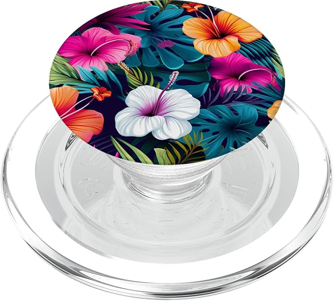 Watercolor Hibiscus Pattern Hawaii Flower Tropical Floral PopSockets PopGrip for MagSafe