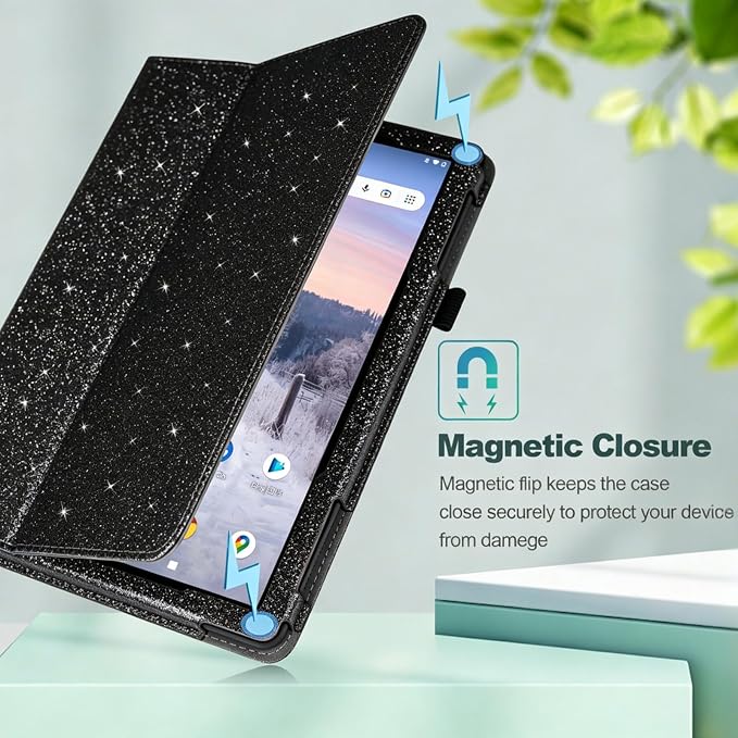 Case for T-Mobile Revvl Tab 2 Tablet - Folio Premium PU Leather Protective Stand Cover with Auto Sleep/Wake Almond Blossom