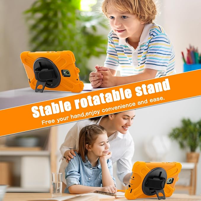 Samsung Galaxy Tab Active5/Active 3 8.0 Case with 360 Stand Handle Hand Strap &amp Shoulder Strap for Galaxy Tab Active5 8 2024 X300/X307 Active3 8 2020 T570/T575/T577 (Black)