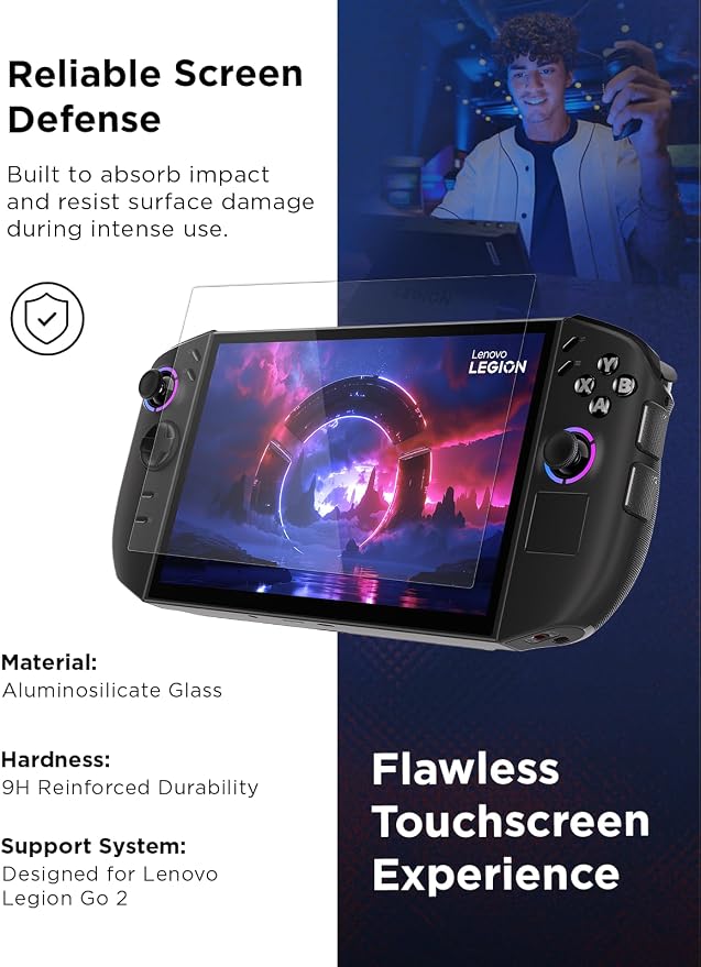 Lenovo Legion Go Screen Protector - Ultra-Thin 0.33mm Protective Glass with 9H Hardness - Guards Against Drops Scratches and Scrapes - Easy Application High Transparency