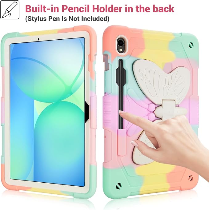 Case for Samsung Tab A7 Lite 8.7 inch 2021 Release SM-T220/T225/T227u Shockproof Cute Kids Silicone Protective Cover for Galaxy Tab A7 Lite 8.7 inch with Kickstand Shoulder Strap Red+Black