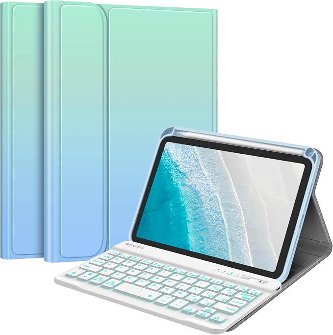 FINTIE Keyboard Case for iPad mini 7th Generation (A17 Pro) / mini 6 8.3 | Detachable Magnetic Bluetooth Keyboard Soft TPU Cover Multi-Angle Viewing Pencil Holder Backlight/Fantasy Ombre