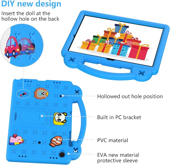 YRH Case for Galaxy Tab A9 Plus/Tab A11 Plus 11'' EVA Shockproof Cover for Samsung A9+ Plus / A11+ Plus Tablet Case with Stand Handle Figures Dark Blue