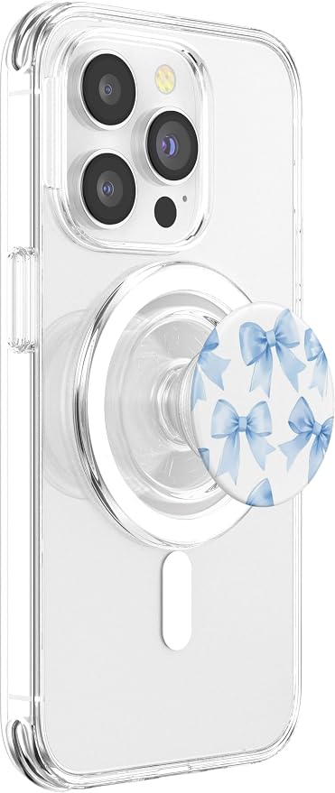 Light Blue Satin Bow Pattern PopSockets Adhesive PopGrip