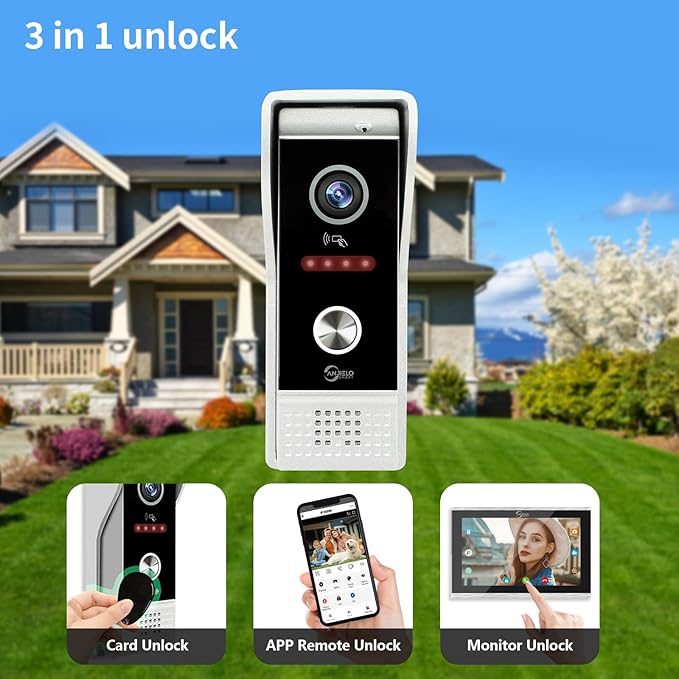 Video Doorbell Intercom System,10 Inches Touch Screen (Silver) Video Doorbell Door Phone System,Support Remote Unlock, Dual-Way Intercom,Night Vision for Villa House Apartment (1-Camera + 1-Monitor)