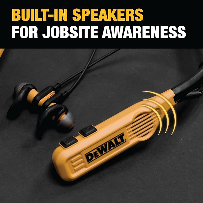 DEWALT Heavy Duty Magnetic Wireless Charging Stand w/USB Ports 2-in-1 Neckband Bluetooth Headphones w/Built-in Speakers (Yellow) Bundle