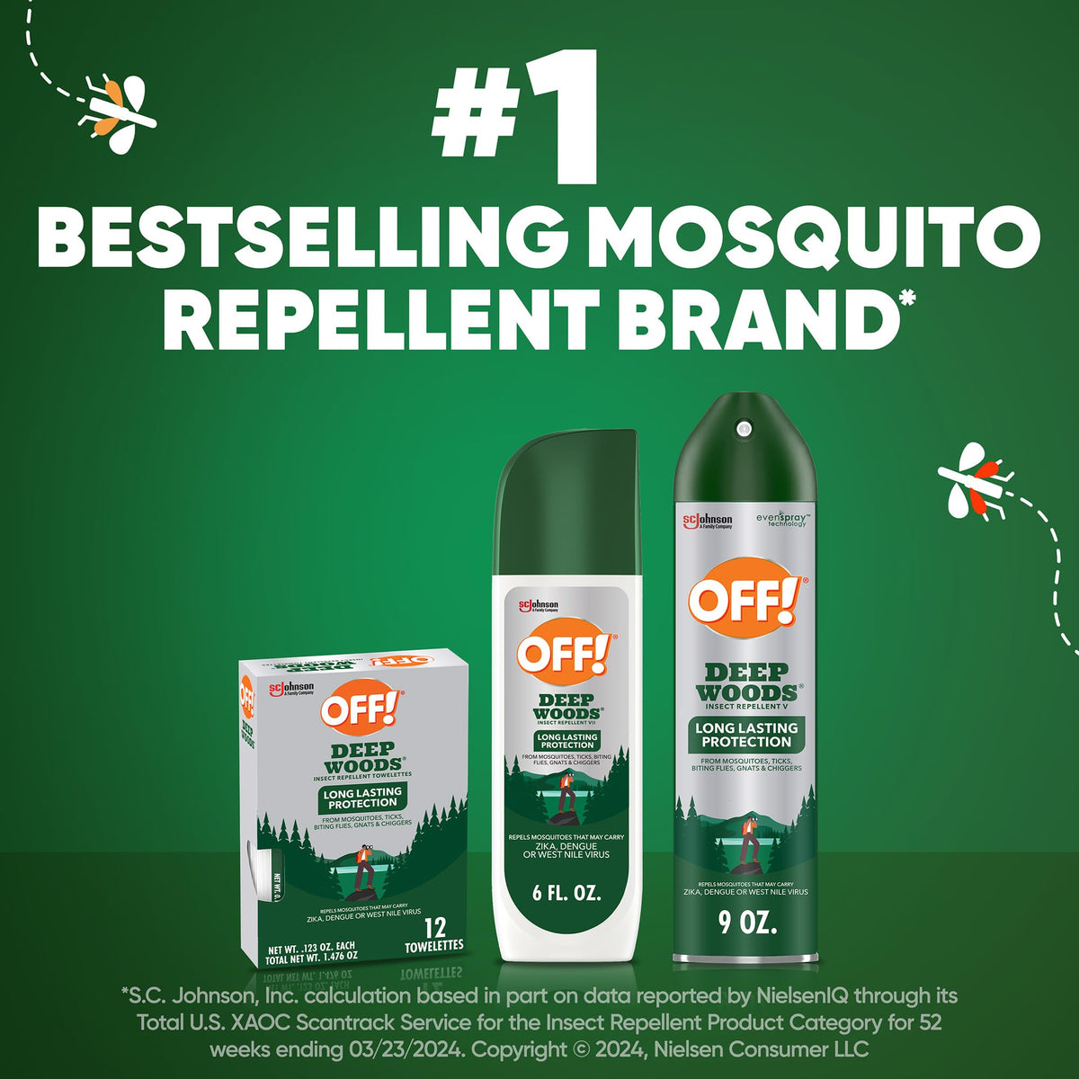 OFF! Deep Woods Insect Repellent Aerosol, Bug Spray with Long Lasting Protection from Mosquitoes and Ticks, 9 oz