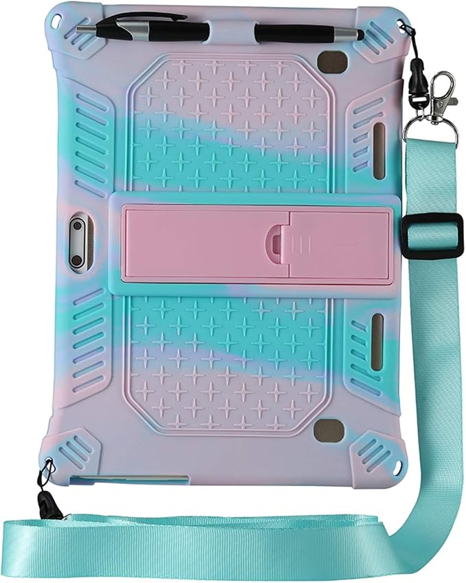 DETUOSI Case for YELLYOUTH 10.1 Tablet Soft Silicone Lightweight Case Compatible with Dragon Touch Notepad K10 ZONKO 10.1 Beyond Tab 10.1 with Stylus Pen and Shoulder Strap Black