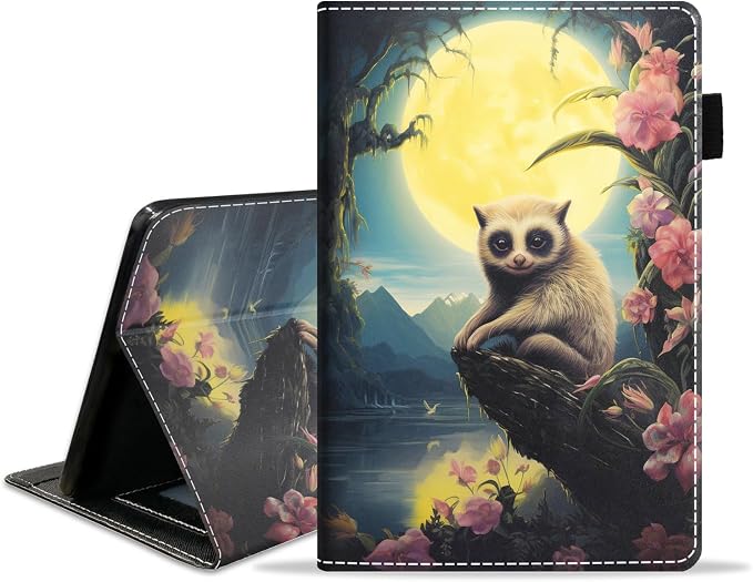Case for Amazon Fire HD 8/HD 8 Plus Tablet (8 12th/10th Generation 2024/2022/2020 Release) Slim PU Leather Stand Folio Cover with Auto Wake Sleep African Woman Wolf