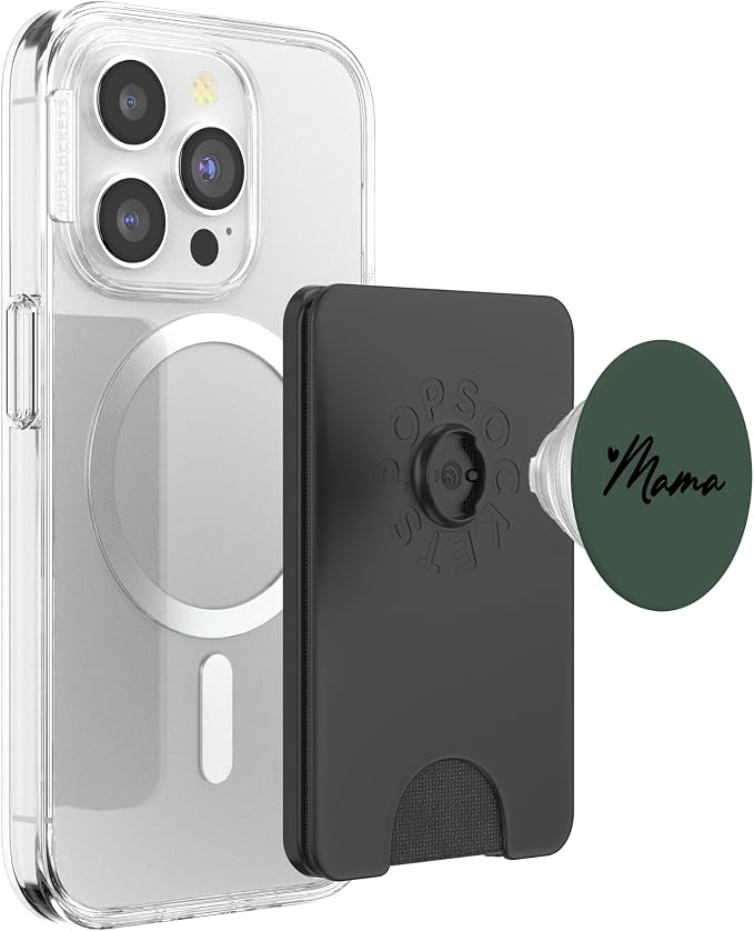 Black Hunter Green Heart Mama PopSockets Adhesive PopGrip