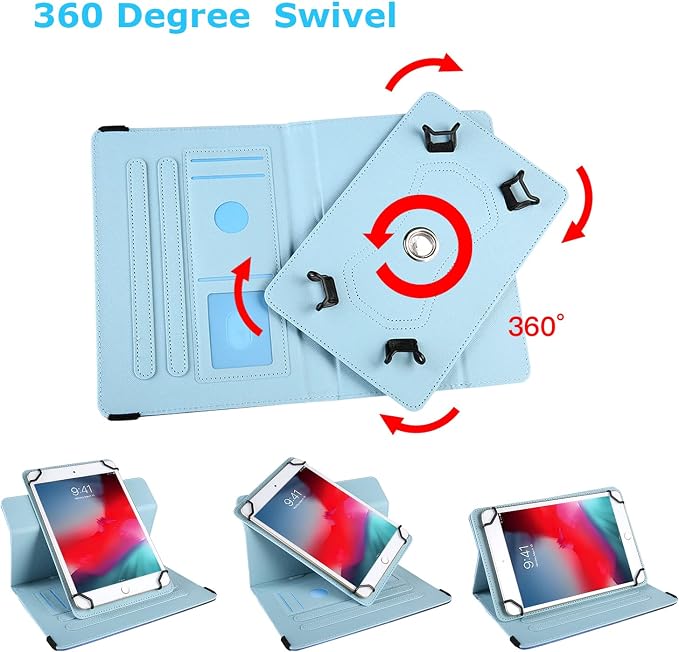 Universal 7 Inch Tablet Case Techcircle Ultra Slim Lightweight PU Leather Stand Folio Flip Wallet Protective Shell Case [Card Slots] [Magnetic Closure] for All 7 Android Tablet PC Cherry Blossom