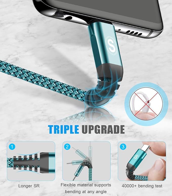 sweguard USB C Cable 3.1A Fast Charging [2-Pack3.3ft+3.3ft] USB-A to USB-C Charger Nylon Braided Cord for Samsung Galaxy S22 S21 S20 S10 S9 S8 Plus/FE Note 20 10 9 8 A71 A51 A32LGMotoPS5-Green