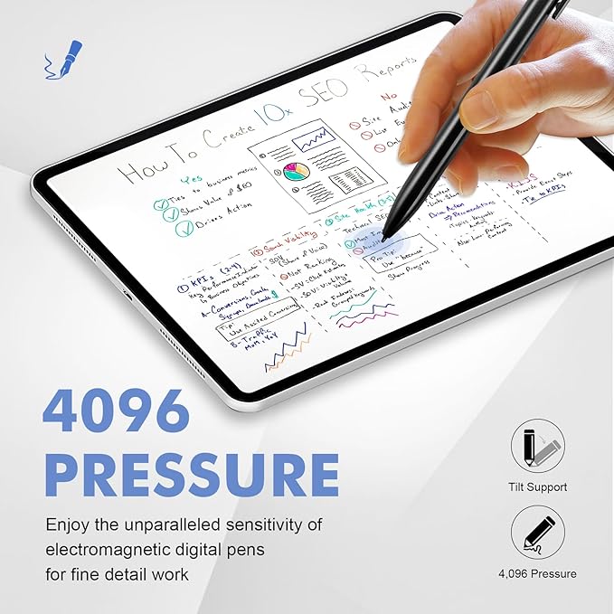 ProSketch Digital Pen fits for Remarkable 2 /Scribe/Supernote with Eraser Pencil Clip+NeverReplace Fine Titanium TipsTilt Draw&amp4096 Pressure LevelEMR Pen ReplacementEmpower Your Digital Craft