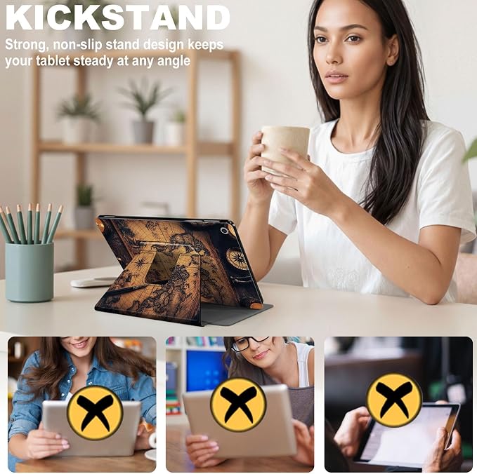 for iPad 11th Generation (A16 2025) 11 / iPad 10th Gen 10.9 2022 Case 360° Rotating PU Leather Stand Cover with Auto Sleep/Wake Shockproof TPU Backl Raccoon Perched