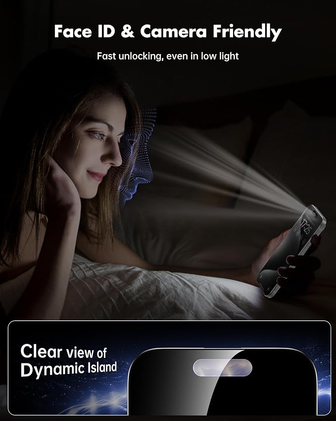 UNBREAKcable iPhone 15 Privacy Screen Protector 2-Pack Upgraded Dual-Tempered Glass + 2 Camera Lens Protectors 25° Anti-Spy Military-Grade 9H+ HD Clear Anti-Fingerprint 6.1 Inch