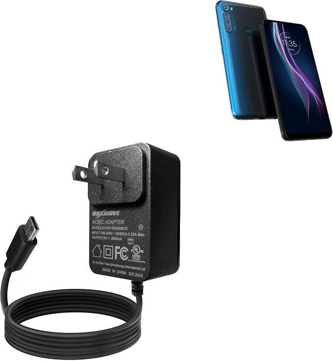 BoxWave Charger Compatible with Motorola One Fusion+ - Wall Charger Direct (15W) Rapid Charge Your Device with Built-in 3ft Cable
