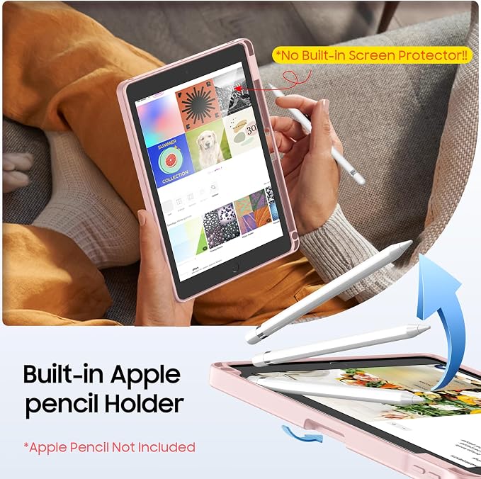 Fintie Shockproof Case for iPad 9th / 8th / 7th Generation 10.2 Inch | Slim Frosted Hard Back Cover Multi-Angle Viewing Built-in Kickstand &amp Pencil Holder Anti-Scratch Black