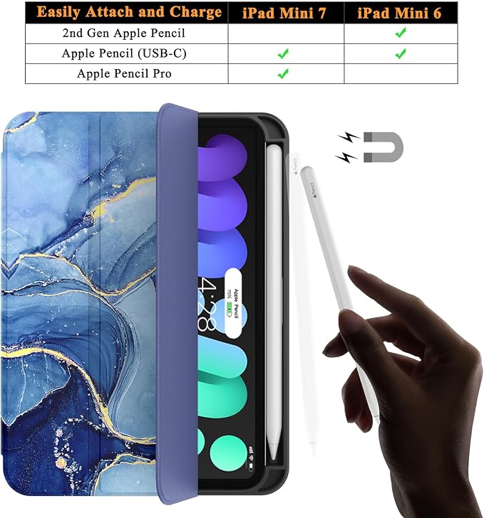 Soke Case for iPad mini (A17 Pro) 7th/ 6th Generation (Book Wine) | Built-in Apple Pencil Slot fit iPad Mini 2024 and 2021 8.3 inch Auto Sleep/Wake