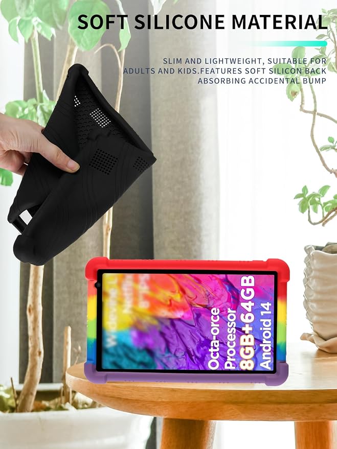 Case for Callsky-Tab Ctab 8 Android Tablet 8 Inch，WUNIAK Shock Proof Lightweight Stand Rubber Shell Protective CoverKids Friendly Soft Silicone Adjustable Stand CoverBlack