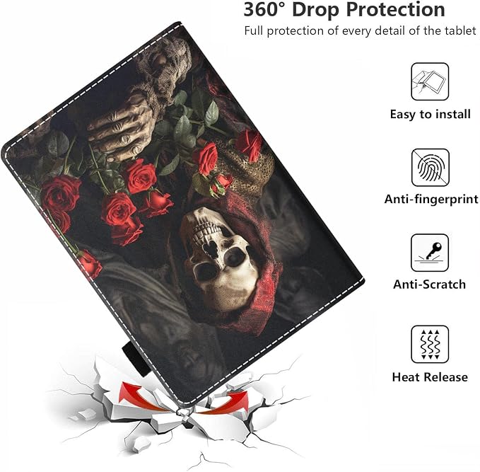 Case for Amazon Kindle Fire HD 10 Tablet 10.1 (9th/7th Generation 2019/2017 Release) - PU Leather Folio Case with Smart Auto Wake/Sleep African American Girl