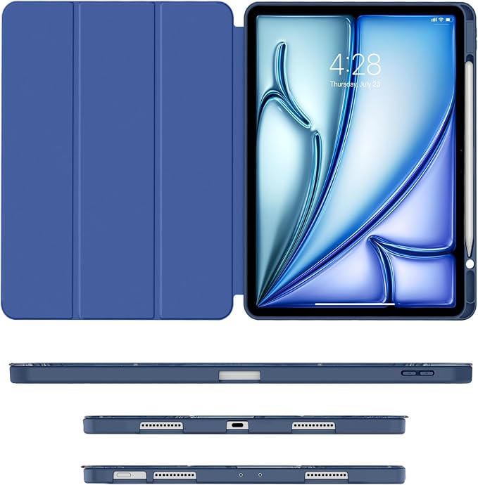 Soke Case for iPad Air 13 Inch (M4/M3/M22026-2024) iPad Pro 12.9 6th/5th Generation with Pencil Holder(2021 2022 Release)-[Apple Pencil Charging + Auto Wake/Sleep] Soft Back Cover Book Black
