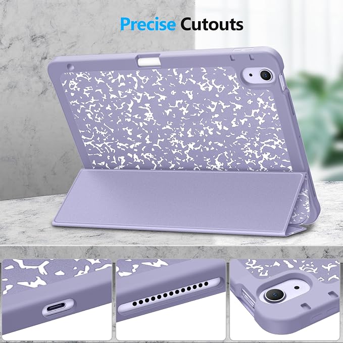 Fintie Slim Case for iPad Air 11-inch &amp iPad Air 5th/4th Generation 10.9 in | Tri-Fold Stand Flexible Soft TPU Back Cover Shockproof Protection Pencil Holder Scratch-Resistant Composition Lil