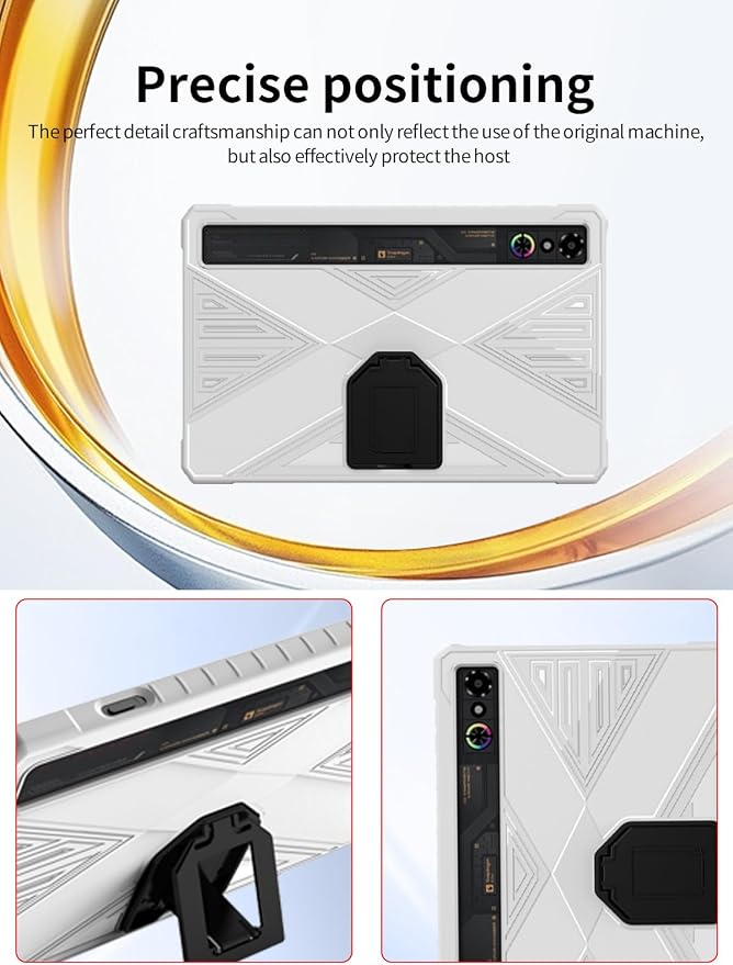 Clear Case for REDMAGIC Astra Gaming TabletWUNIKA Gaming Style Bracket Anti-Drop Design Durable Protection Silicone Rubber TPU+PC Cover (White).